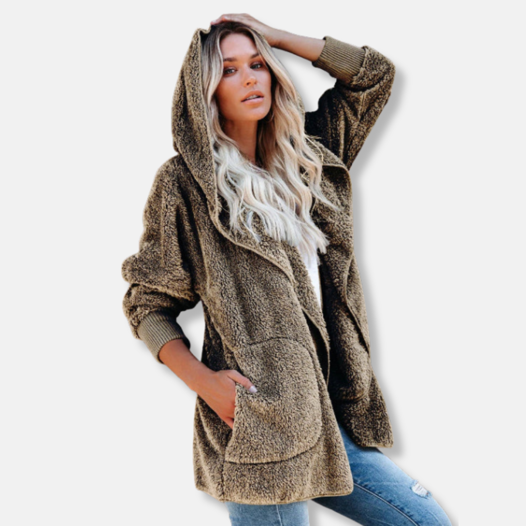Cozy Women's Hooded Fleece Cardigan with Pockets