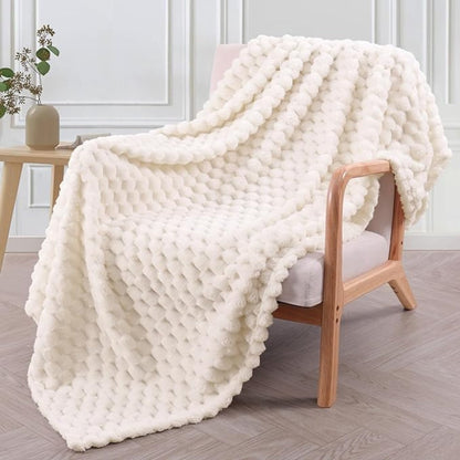 Soft Plush Fleece Throw Blanket With Bubble Pattern - Nocini