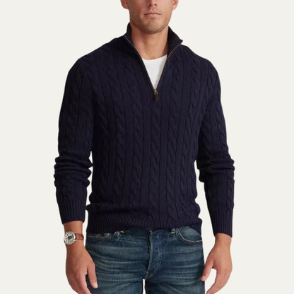 Warm Mens Knit Half Zip Sweater