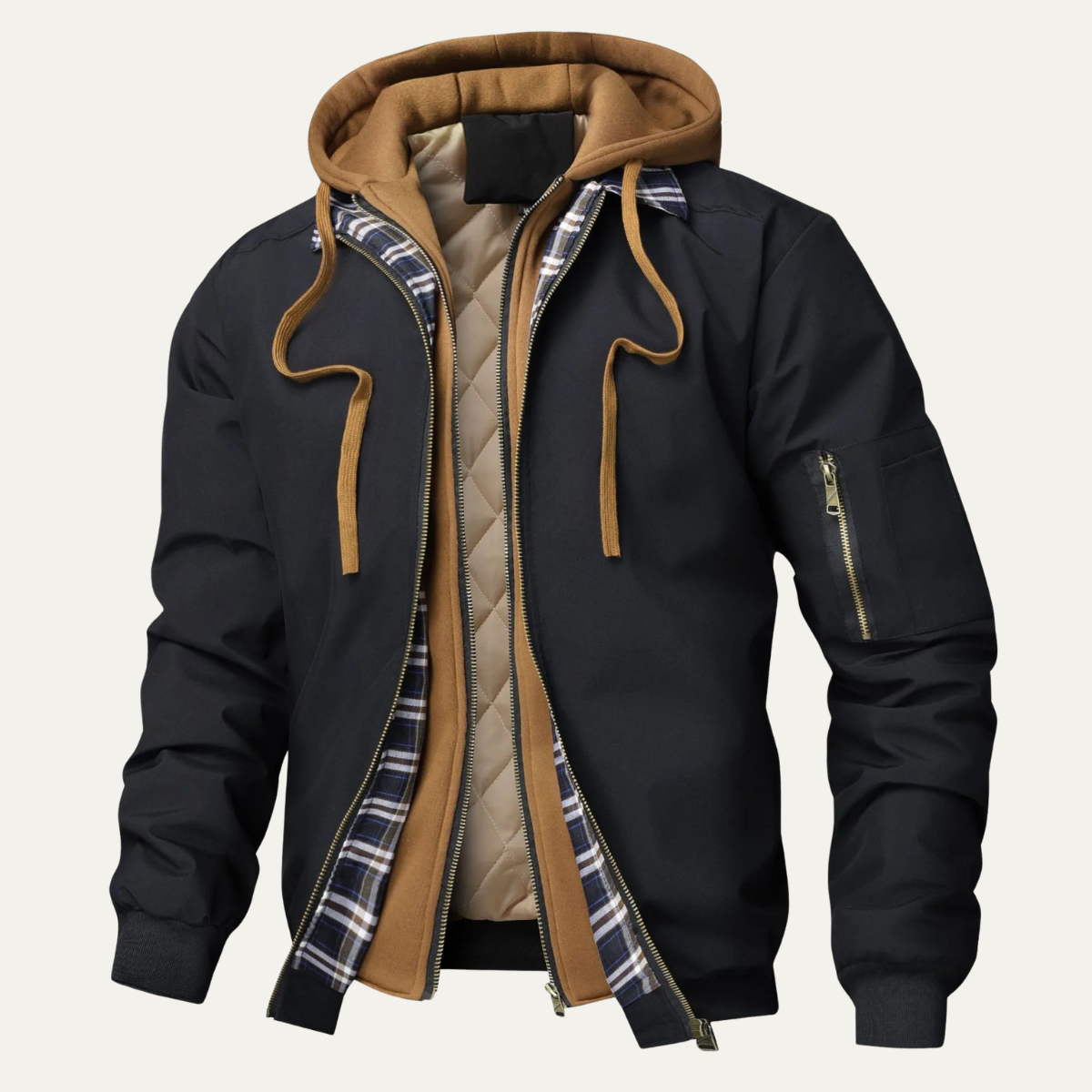 Waterproof Mens Hooded Bomber Coat - Nocini