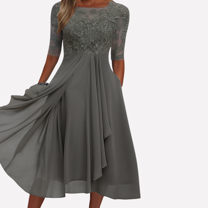 Elegant Long Dress with Delicate Lace