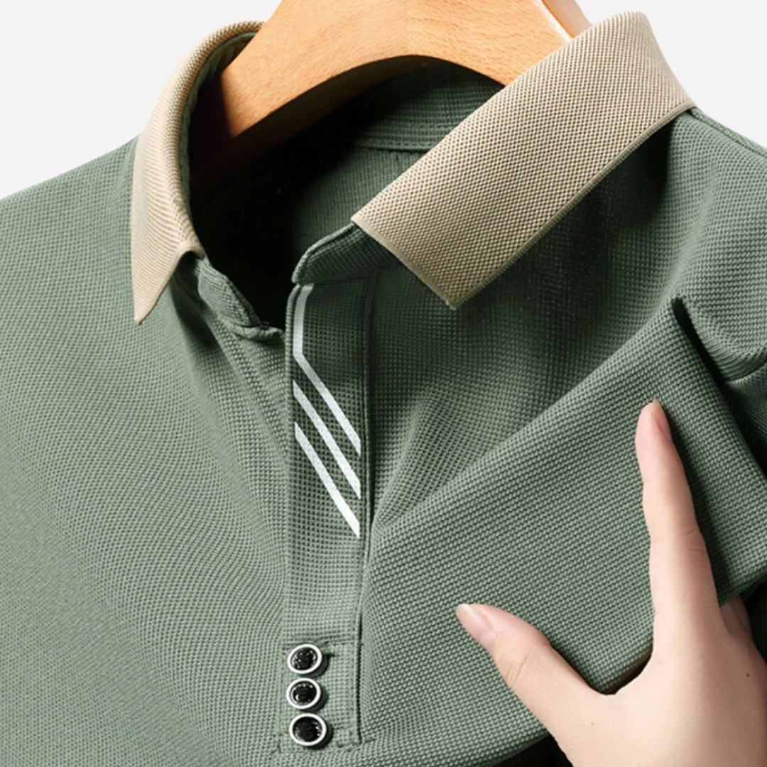 Relaxed Fit Mens Long Sleeve Polo Shirt