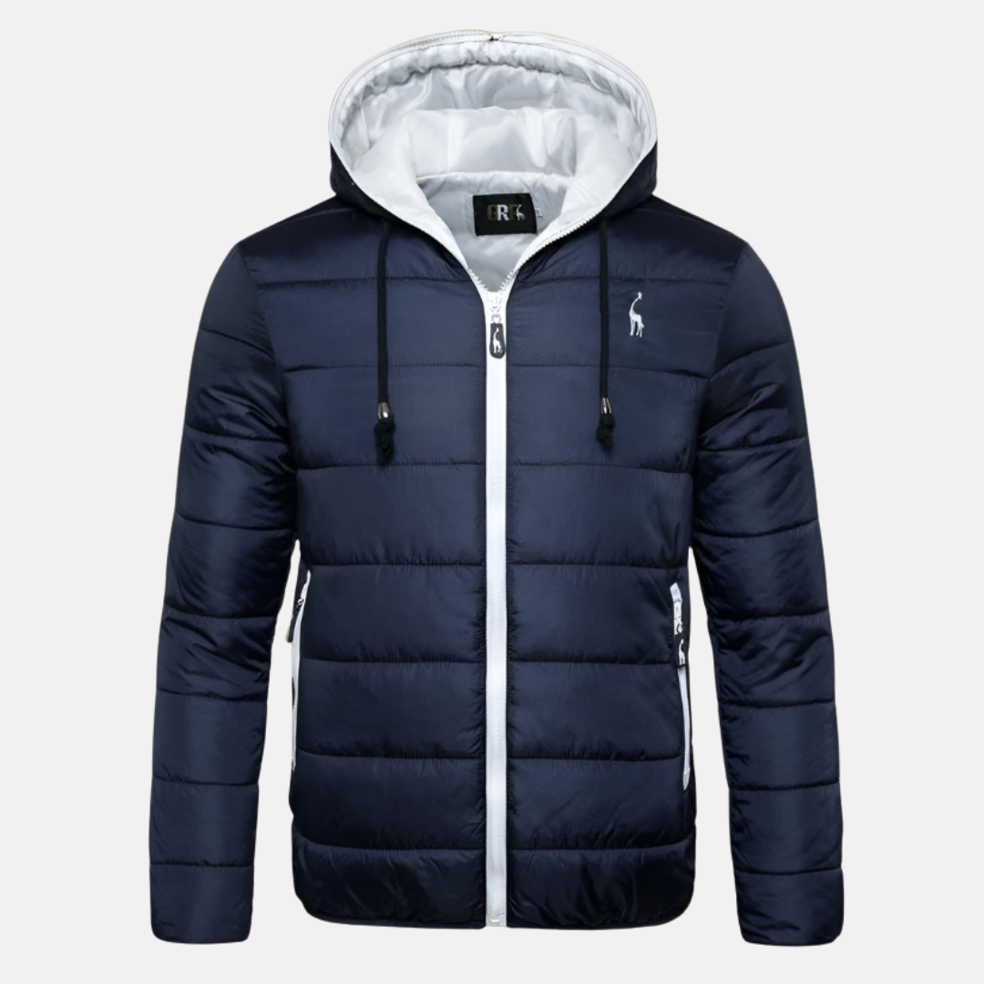 Waterproof Men's Puffer Jacket with Hood and Zip