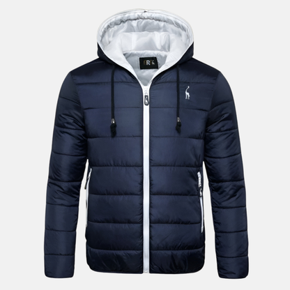 Waterproof Men's Puffer Jacket with Hood and Zip