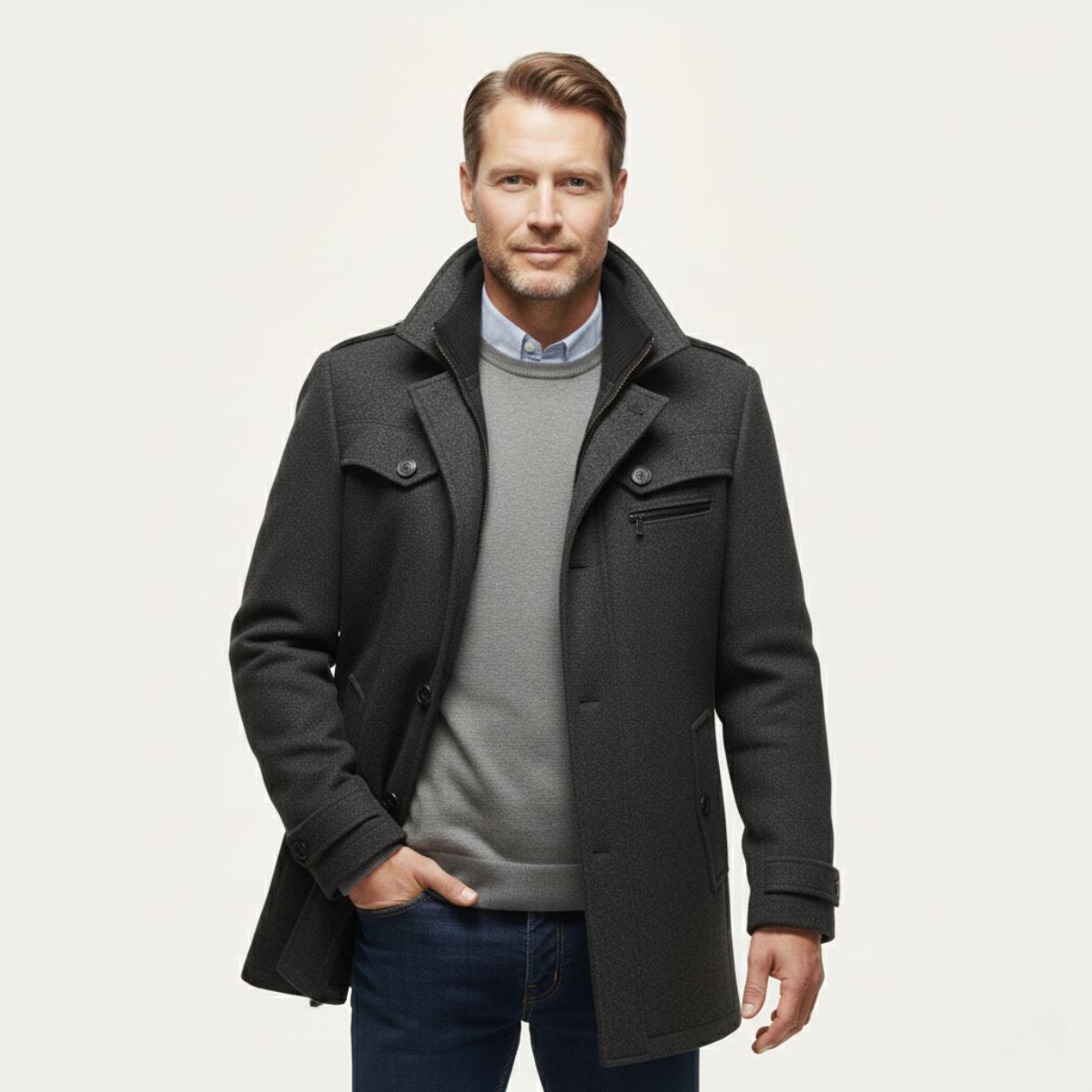 Warm Waterproof Men's Wool Winter Jacket