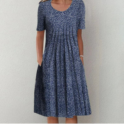 Floral A-Line Knee Length Dress with Pockets