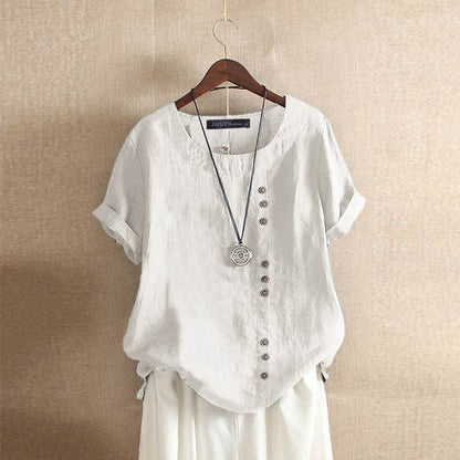 Casual Cotton Women's Shirt with Short Sleeves