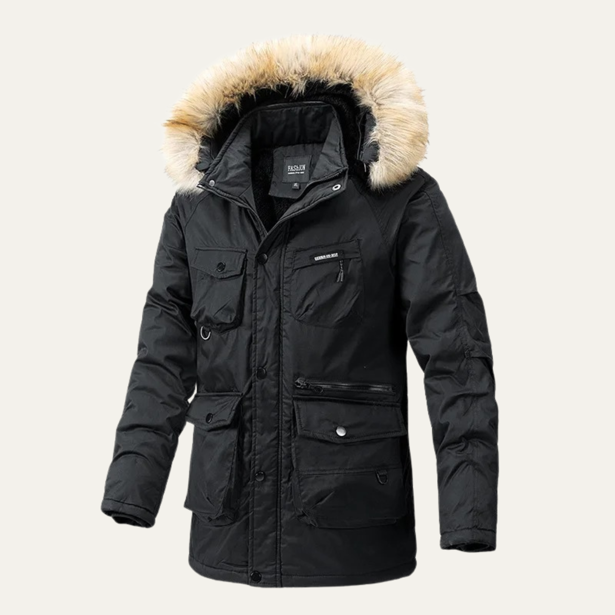 Warm Men's Waterproof Down Parka with Multiple Pockets