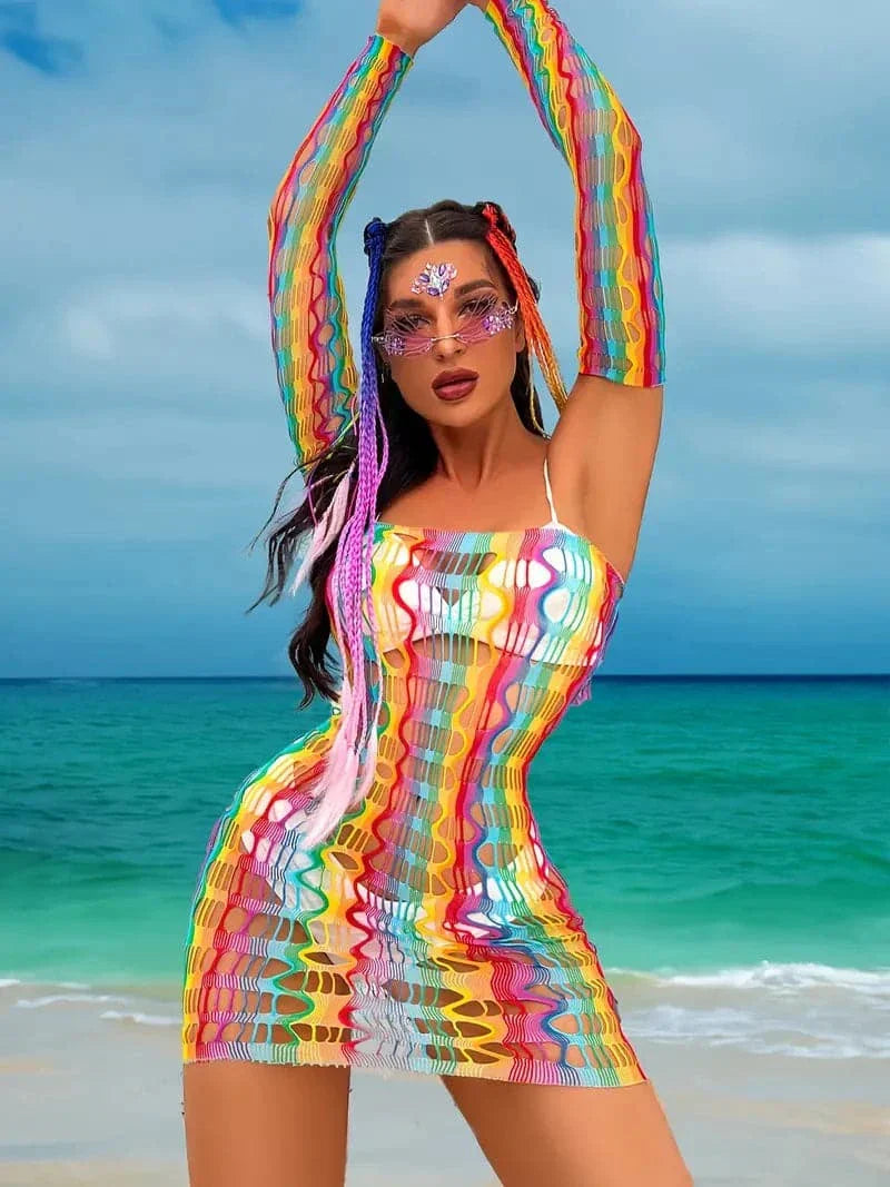 Sexy Mini Bodycon Dress Sleeveless Sheer Mesh - Nocini