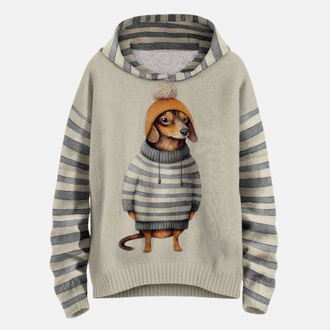 Comfy Women's Fleece Hoodie with Dog Design