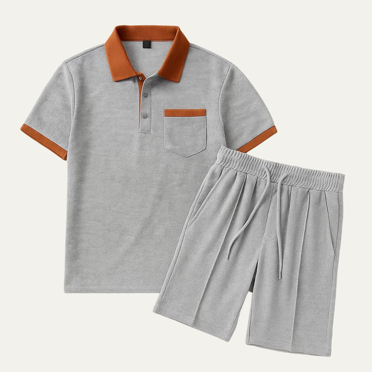 Classic Cotton Polo Shorts Set for Men