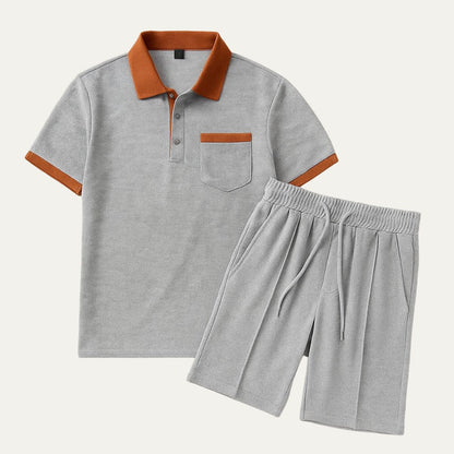 Classic Cotton Polo Shorts Set for Men