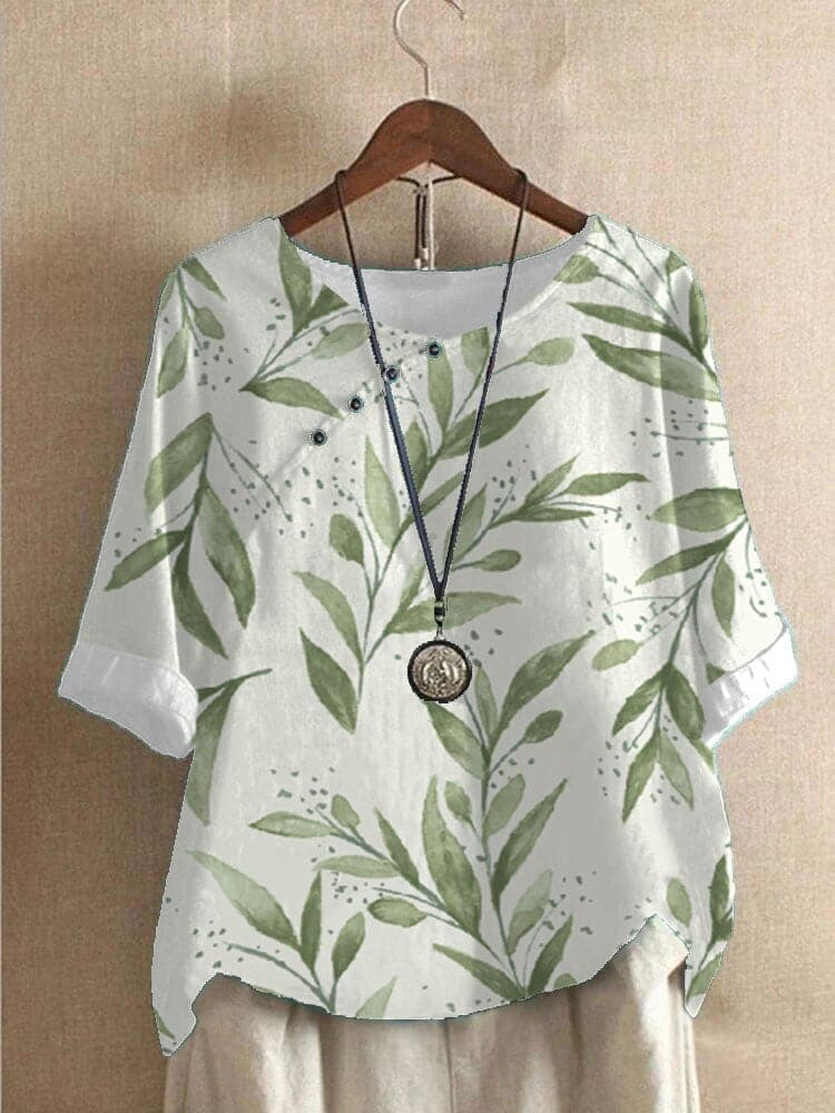Casual Floral Women's Blouse with Button Front