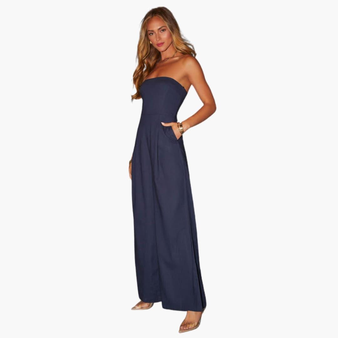 Women's Sleeveless Flowy Jumpsuit with Flared Legs