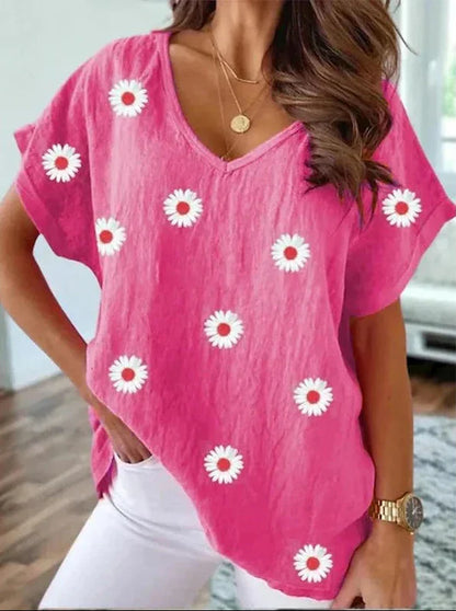 Relaxed Fit Floral Pattern Tee Shirt