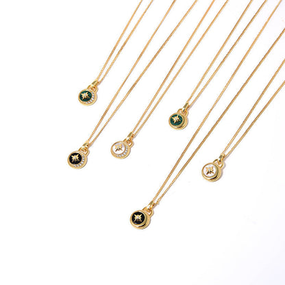Luxury Silver Gold Chain Black Onyx Pendant Necklace