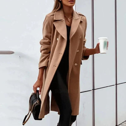 Classic Double Breasted Women's Knee Length Coat