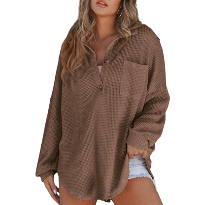 Ladies Casual V Neck Shirt Blouse