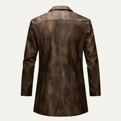 Classic Men's Brown Leather Blazer Jacket