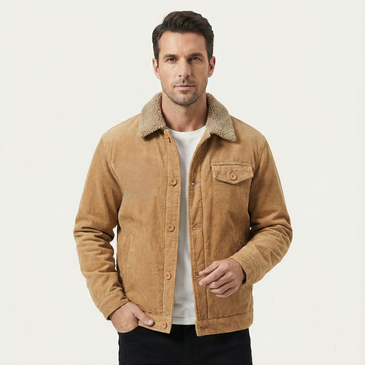 Rugged Men's Corduroy Insulated Parka Coat