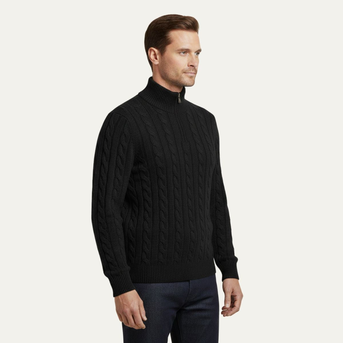 Luxury Merino Wool Men's Half Zip Sweater