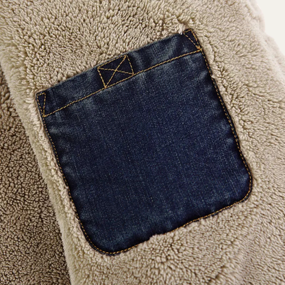 Warm Mens Denim Coat with Sherpa Lining