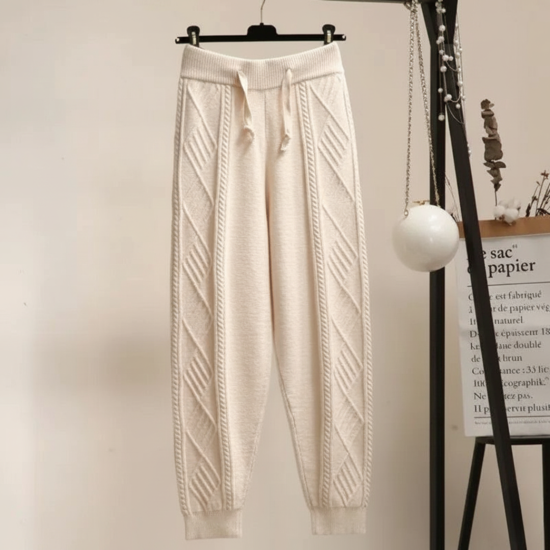 Comfy Cable Knit Jogger Pants - Nocini