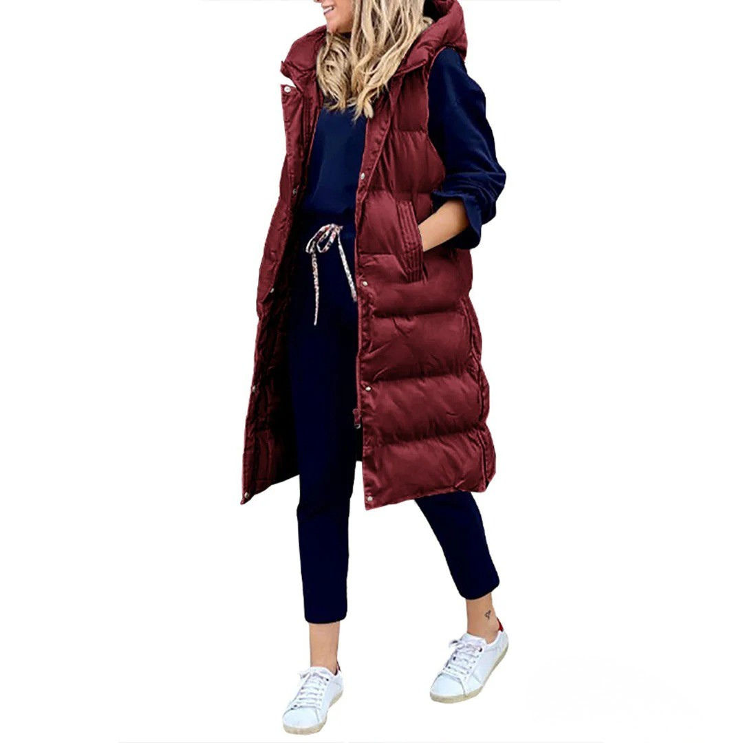 Warm Quilted Hooded Puffer Vest