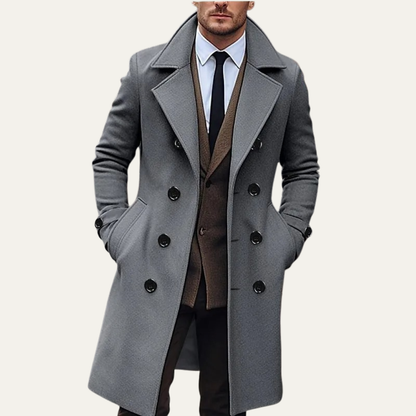 Classic Double Breasted Mens Wool Overcoat