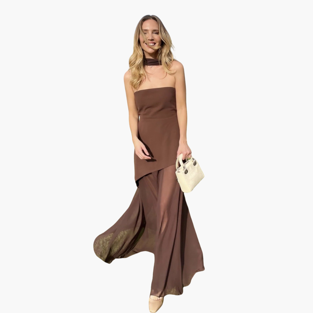 Women's Elegant Long Gown with High Leg Slit