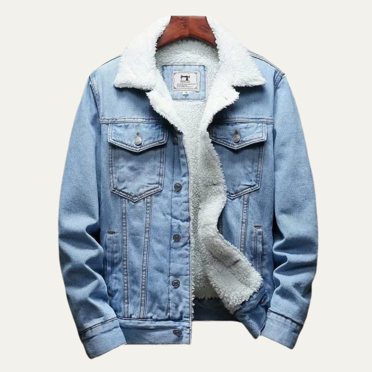 Warm Mens Fleece Lined Denim Winter Coat