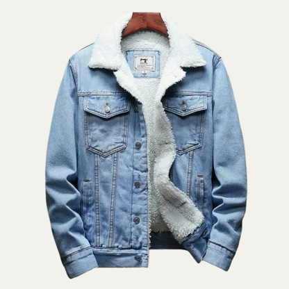 Warm Mens Fleece Lined Denim Winter Coat