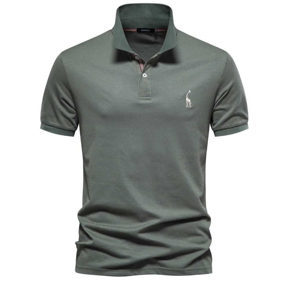 Premium Polo Shirt with Embroidered Deer Design