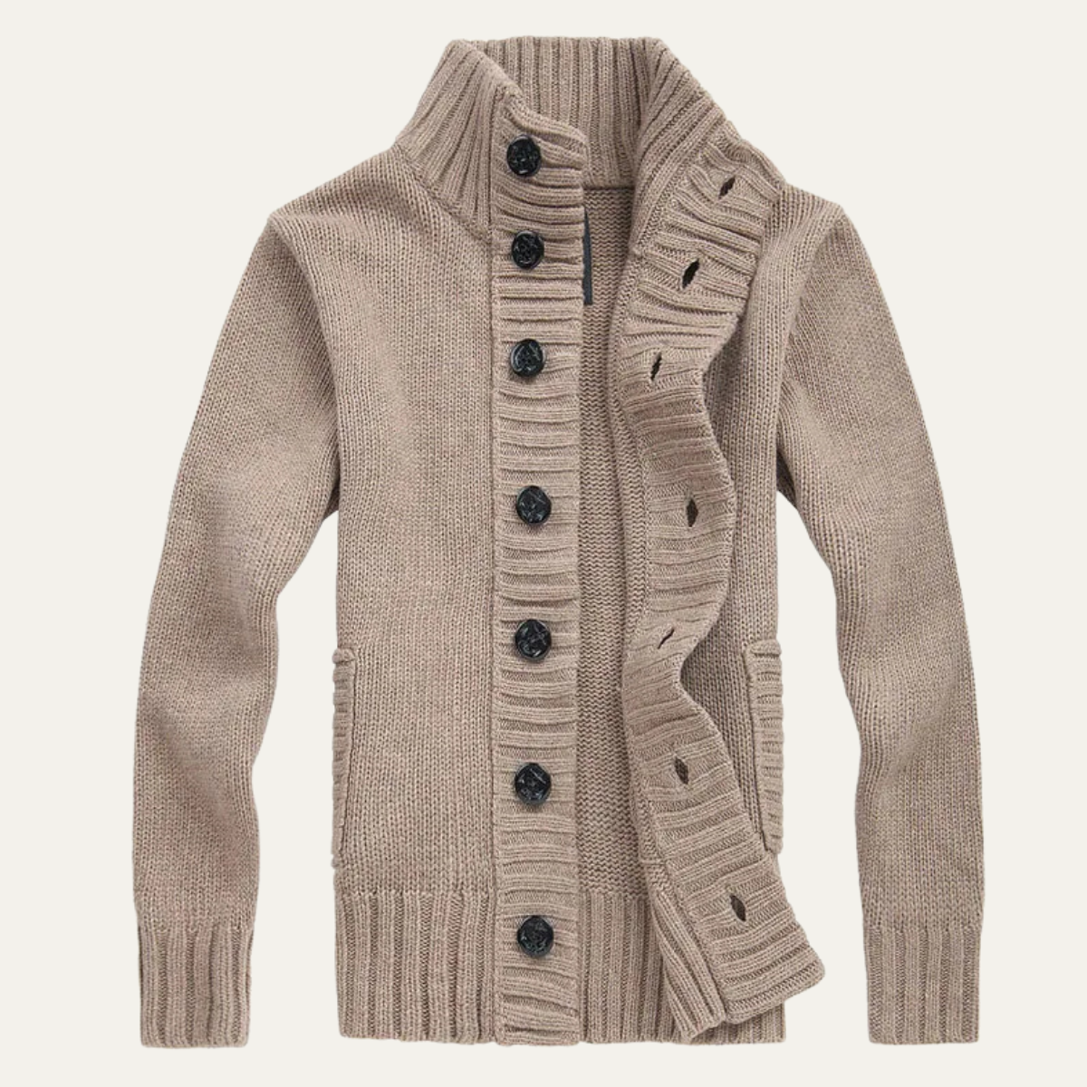 Warm Men's Crew Neck Knit Winter Cardigan Sweater