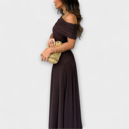 Chic Off Shoulder Mesh Evening Gown for Women