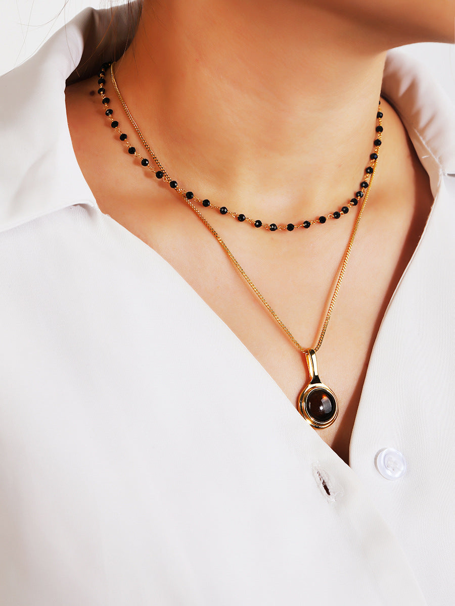 Elegant Crystal Pendant Necklace, Sterling Silver, Gold Plated