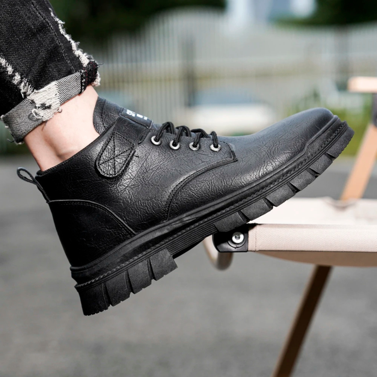 Tough Leather Hiking Ankle Boots for Men