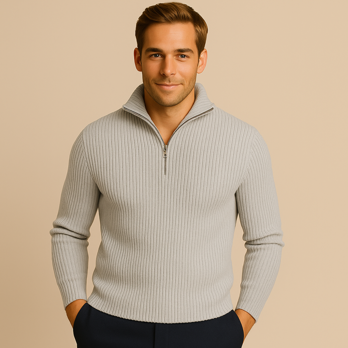 Warm Quarter Zip Wool Sweater