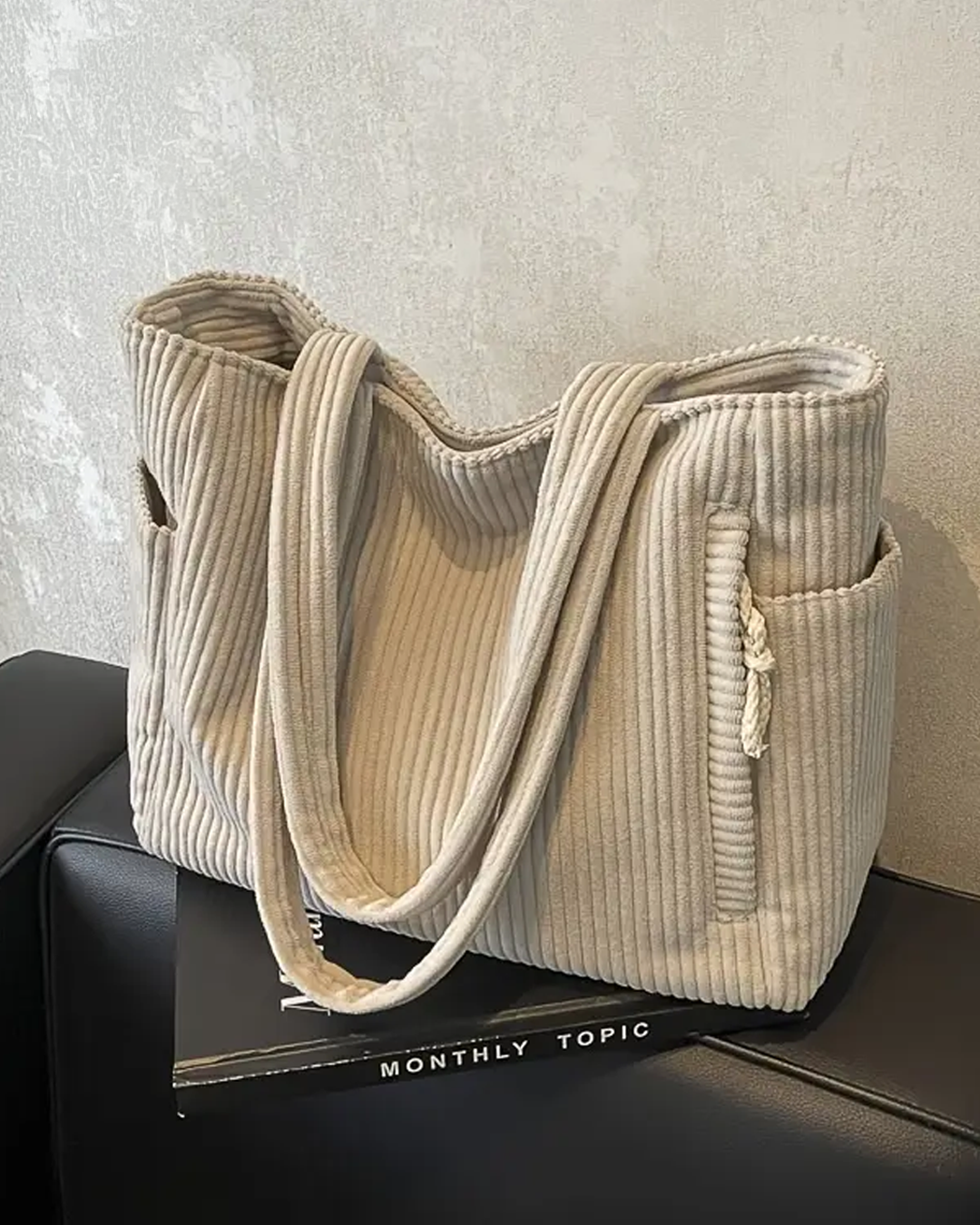 Rustic Textured Canvas Shopper Bag