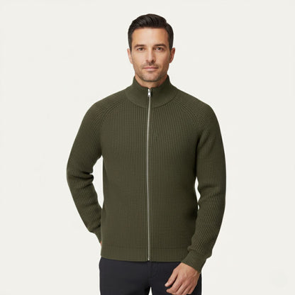 Luxury Men's Soft Merino Wool Zip Cardigan