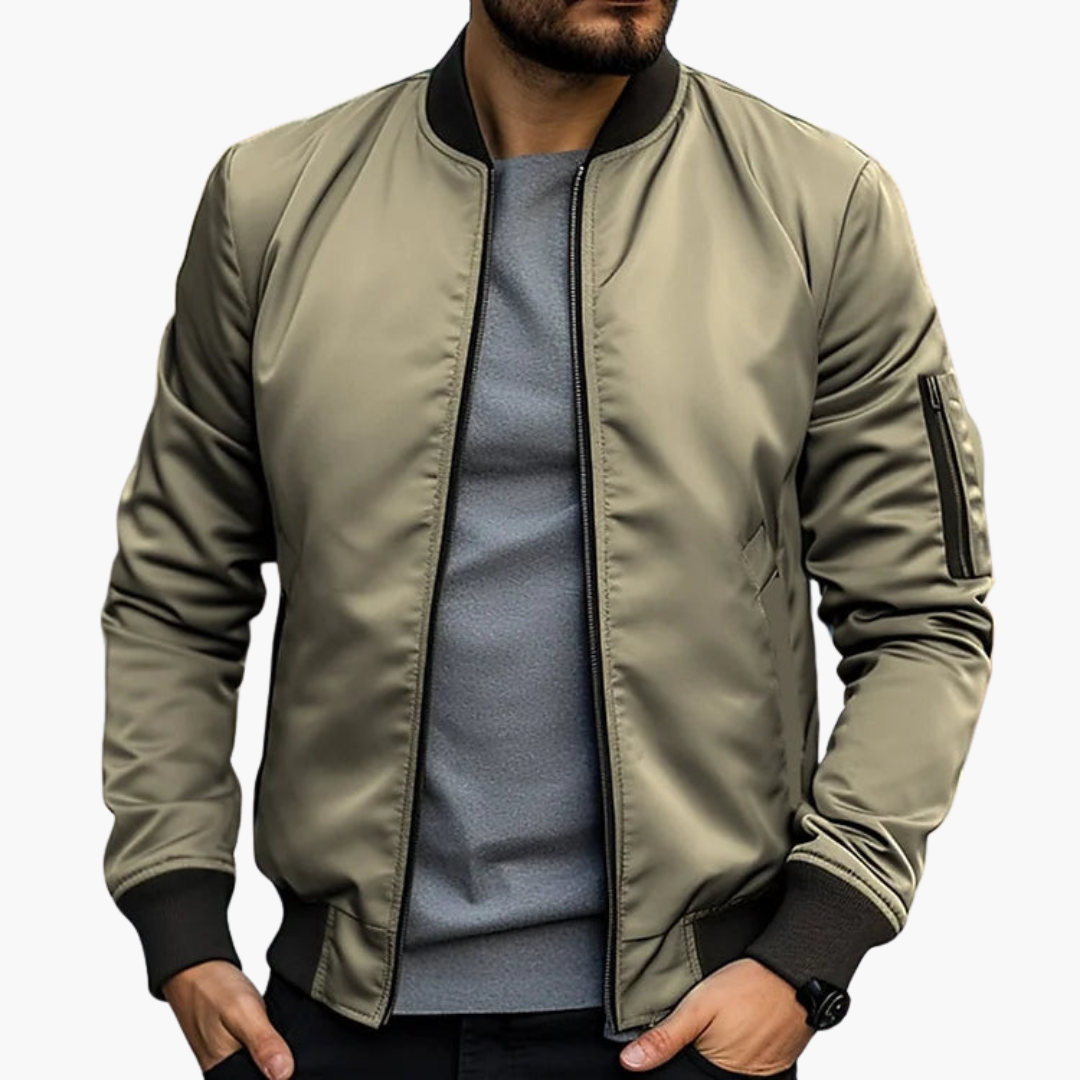 Classic Fit Mens Leather Bomber Jacket