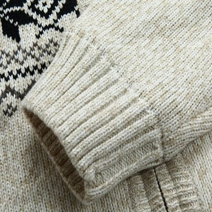 Warm Nordic Pattern Men's Knit Zip Jacket
