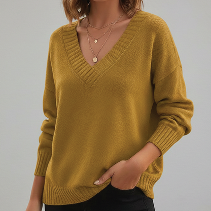 Comfy V Neck Pullover Sweater