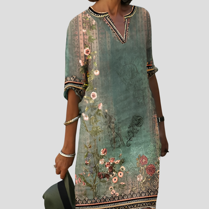 Relaxed Fit Floral Ruffle Maxi Dress