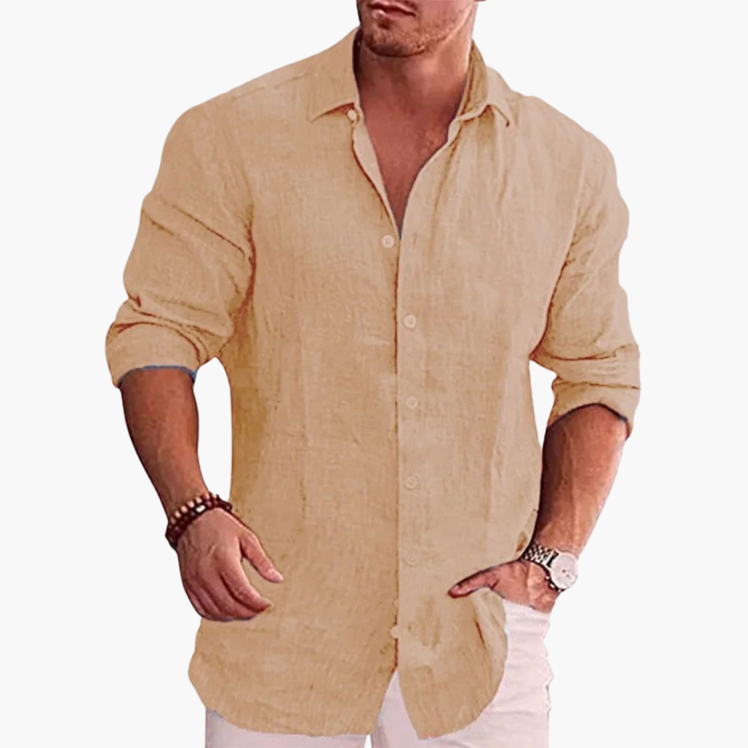 Relaxed Fit Mens Button Down Shirt for Summer