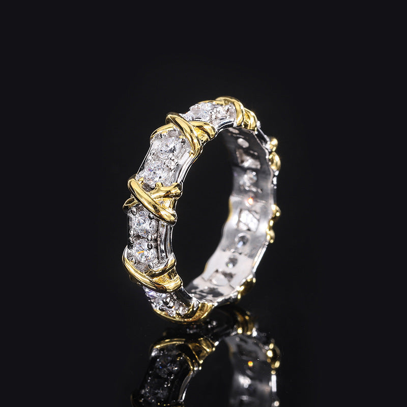 Silver Geometric Ring with Sparkling CZ Stones