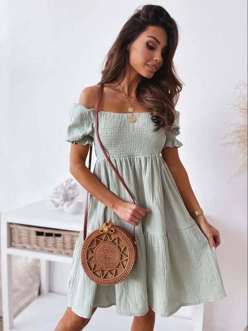 Chic Off Shoulder Mini Summer Dress
