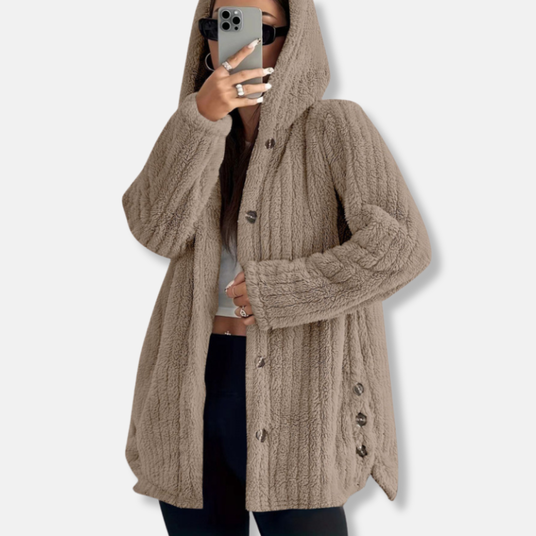 Ladies Long Parka Coat with Hood and Soft Fabric