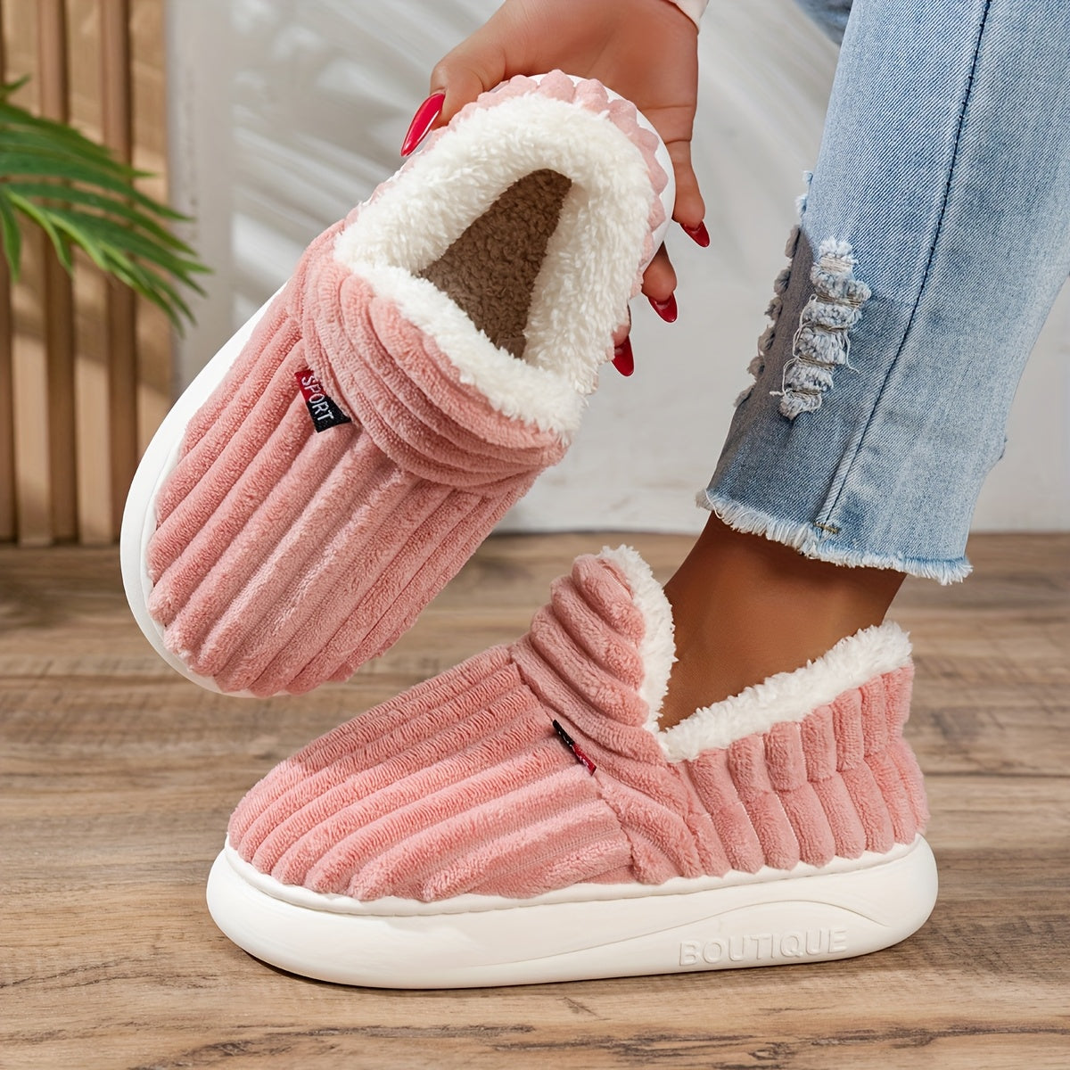 Warm Cozy Women's Slipper Shoes with Grip Soles