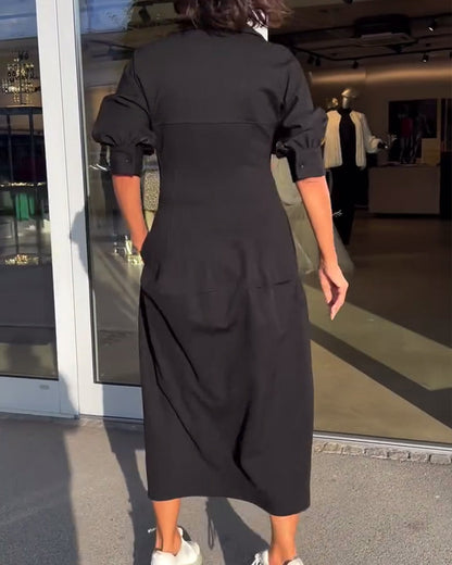 Classic Fit Collar Midi Dress